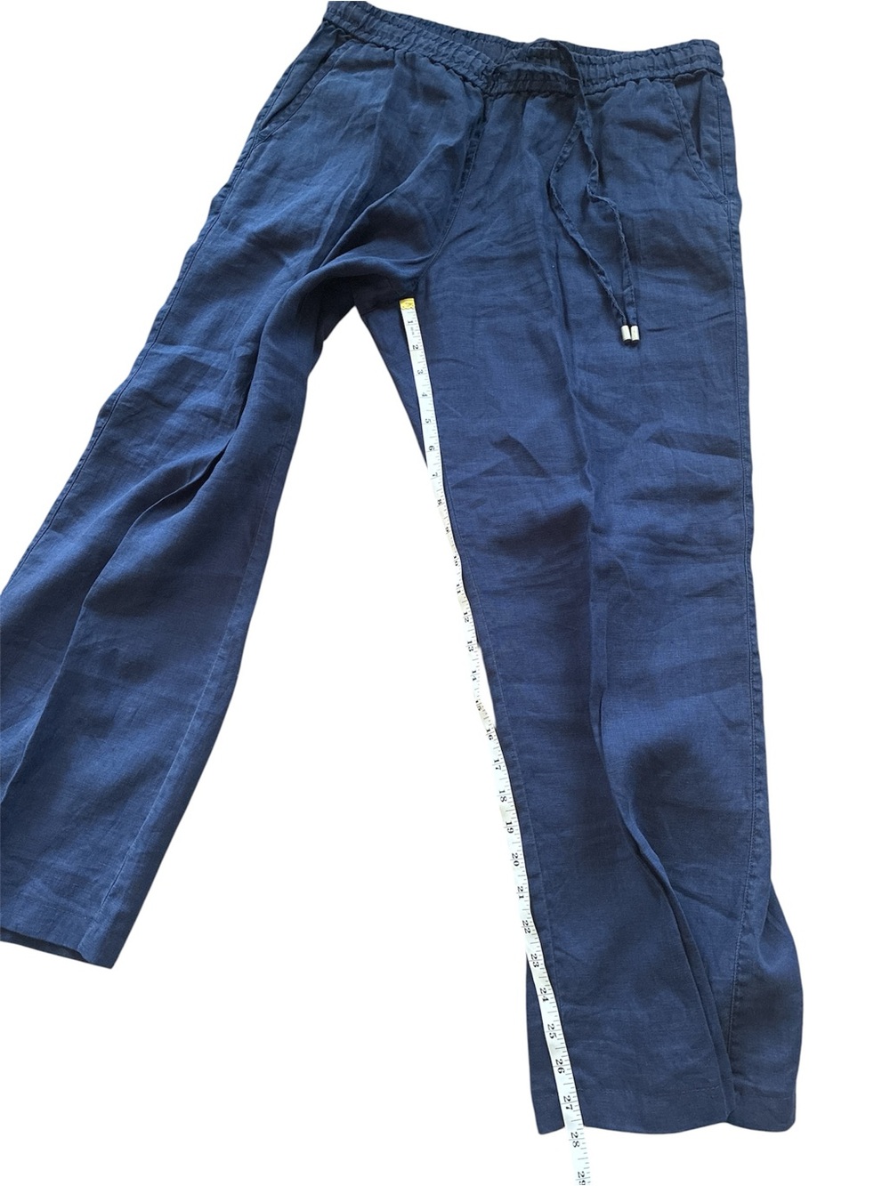 Tommy Bahama Womenโs Navy Drawstring 100% Linen Pants. Size Medium. - Picture 10 of 15